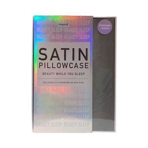 Mend Beauty Sleep Satin Pillowcase, Grey, Queen Size, 1 Count
